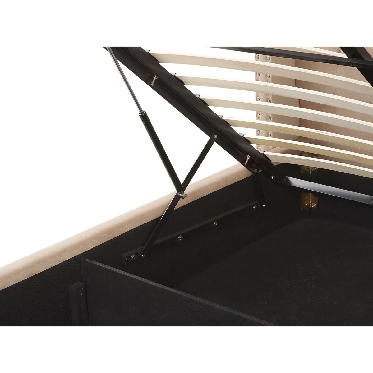 Łóżko z pojemnikiem welurowe 160 x 200 cm beżowe LUBBON