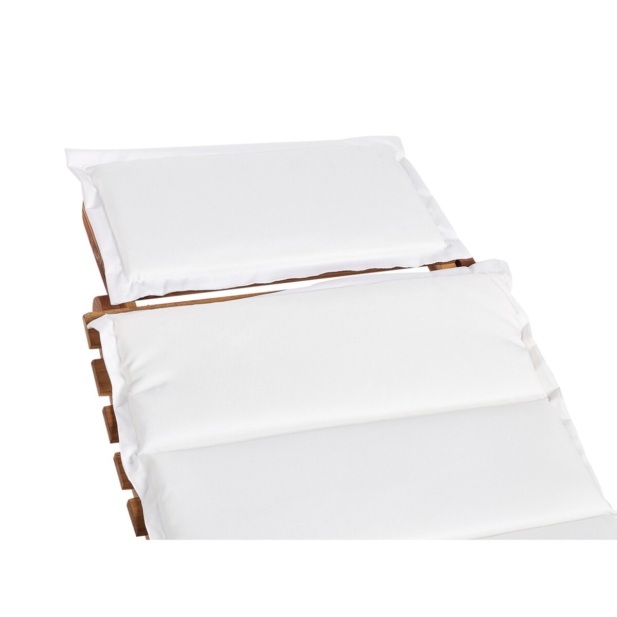 Leżak ogrodowy z poduszką LUINO Drewno akacjowe Złamana biel