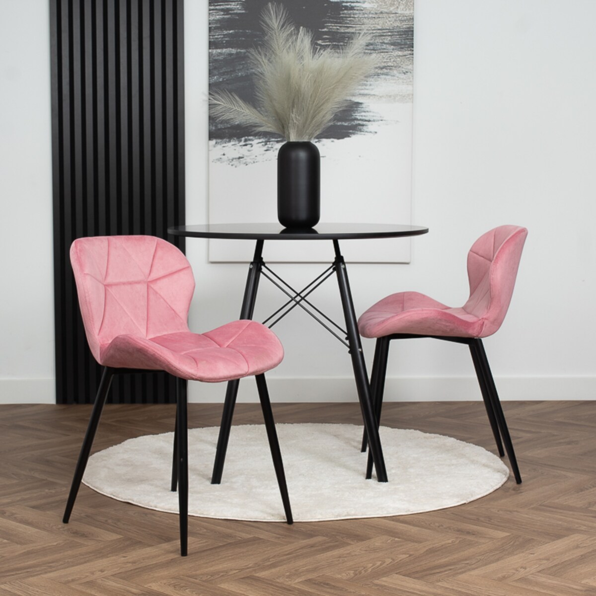 Krzesło tapicerowane welurowe pikowane różowe do salonu jadalni