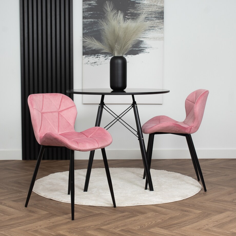 Krzesło tapicerowane welurowe pikowane różowe do salonu jadalni