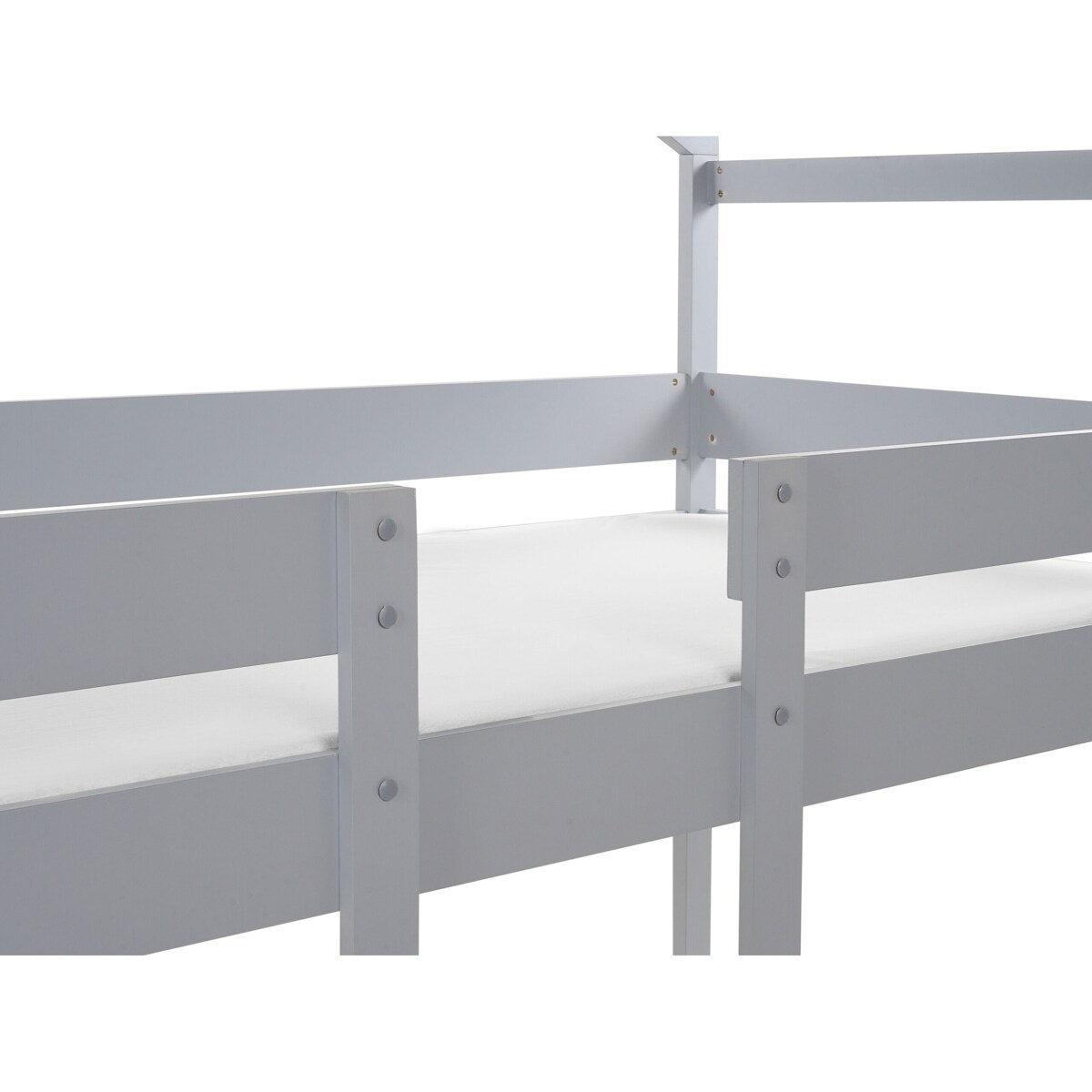 Łóżko piętrowe dziecięce domek drewniane 90 x 200 cm szare LABATUT