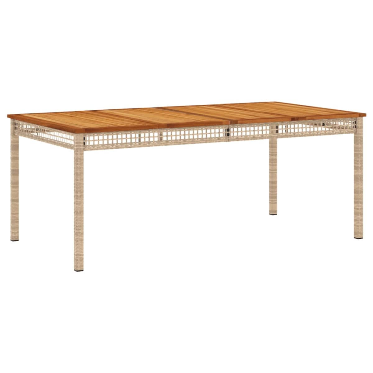 vidaXL Stół ogrodowy, beżowy, 180x90x75 cm, polirattan i akacja