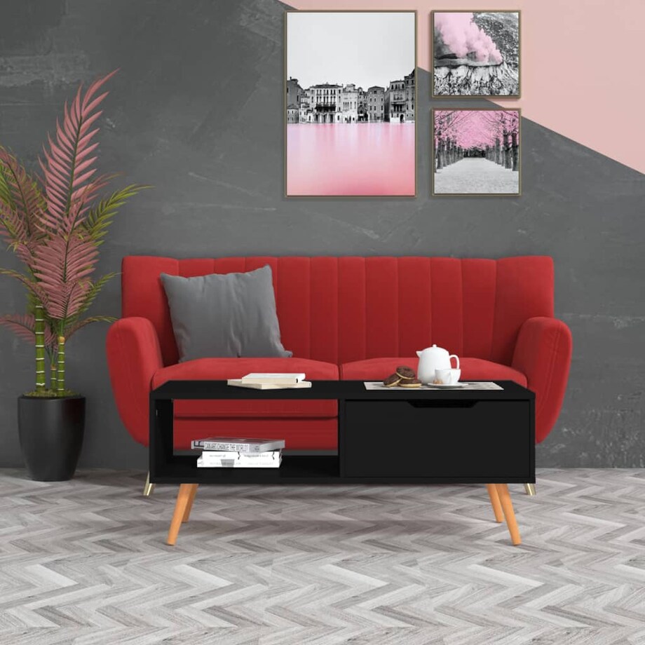 vidaXL Stolik kawowy, czarny, 100x49,5x43 cm, materiał drewnopochodny