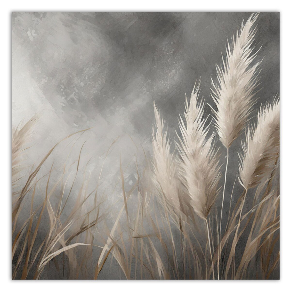 Obraz w stylu boho do salonu sypialni pokoju dziennego loftu Trawy Natura Botanika Szary 60x60