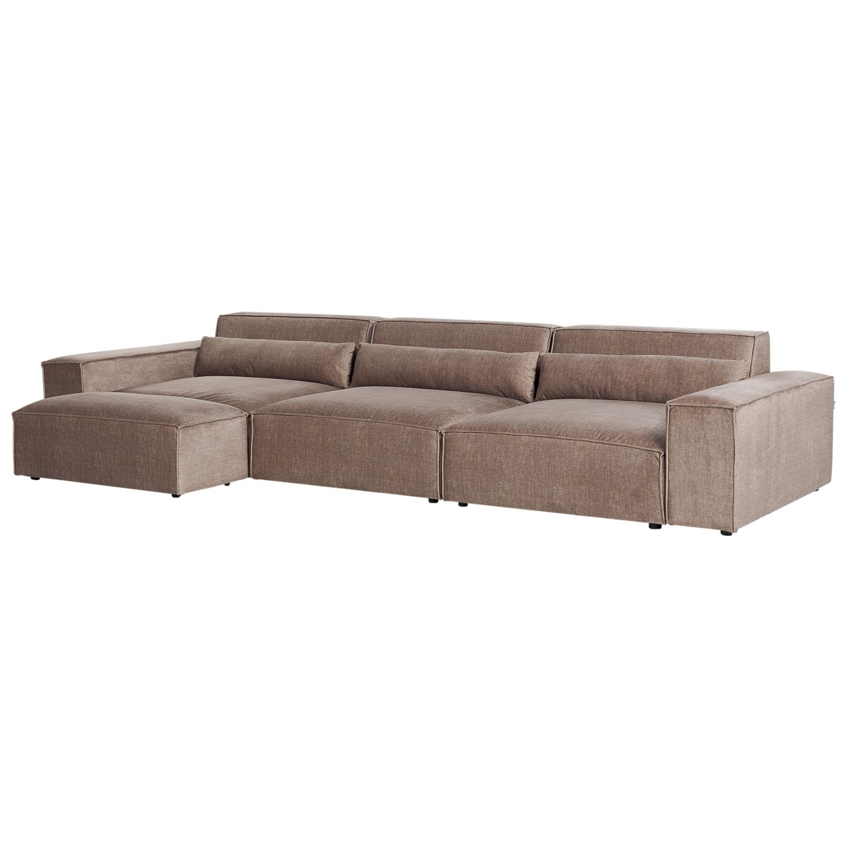 Sofa modułowa 3-osobowa z otomaną brązowa HELLNAR