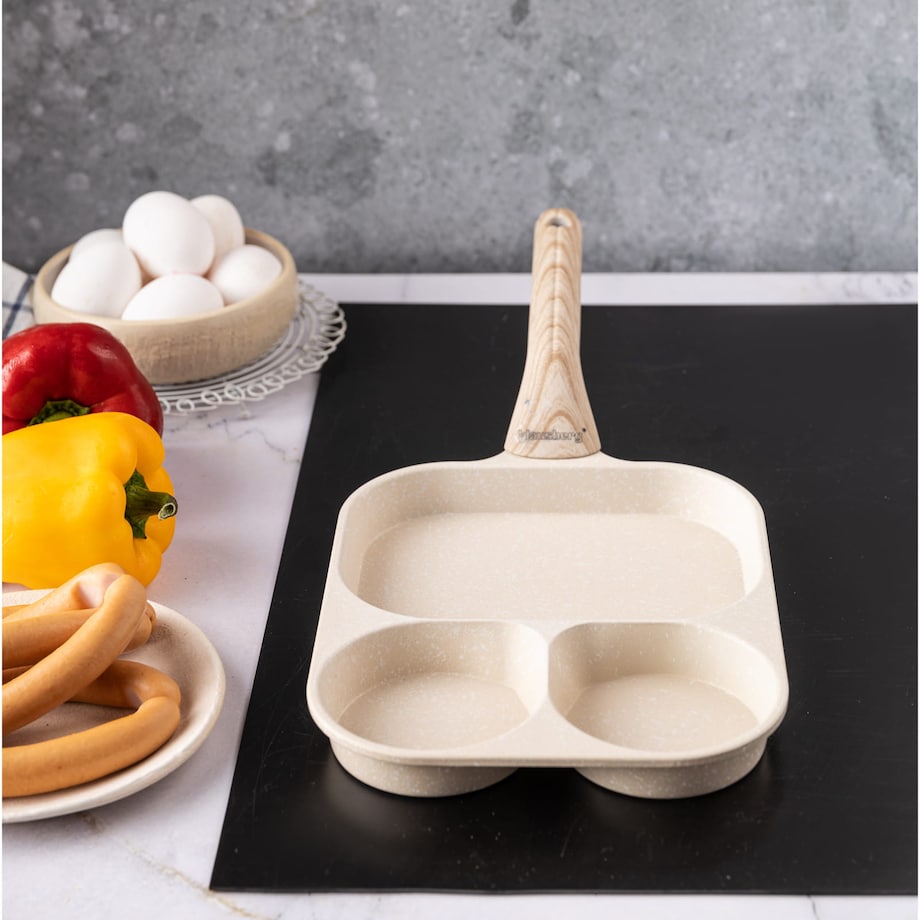 Patelnia marmurkowa 3 w 1 do jajek naleśników placków pancake 22x18cm BEŻOWA KLAUSBERG