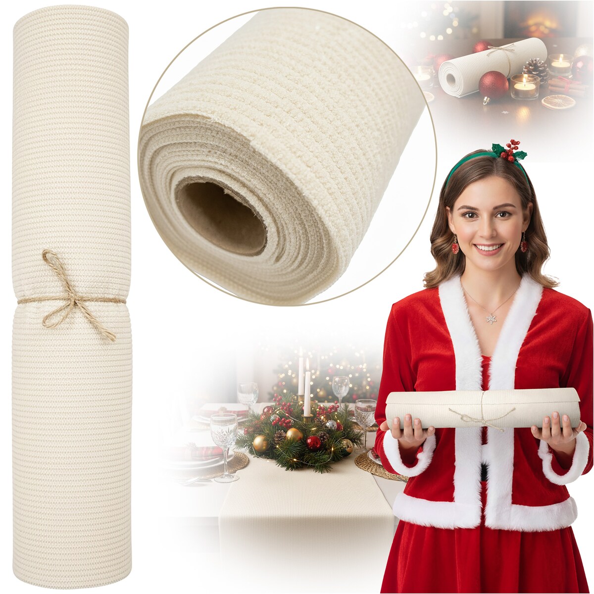 Bieżnik Świąteczny Na Stół Obrus 200X28 Dekoracyjny Ozdobny Na Święta