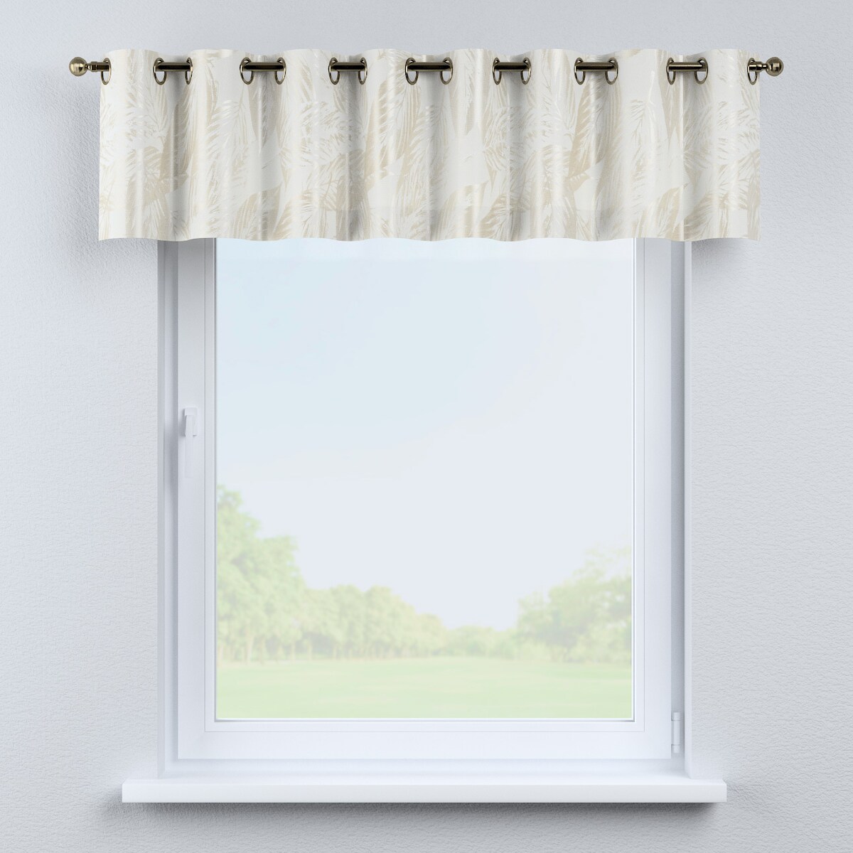 Lambrekin na kółkach 390x40 szaro-beżowe liście