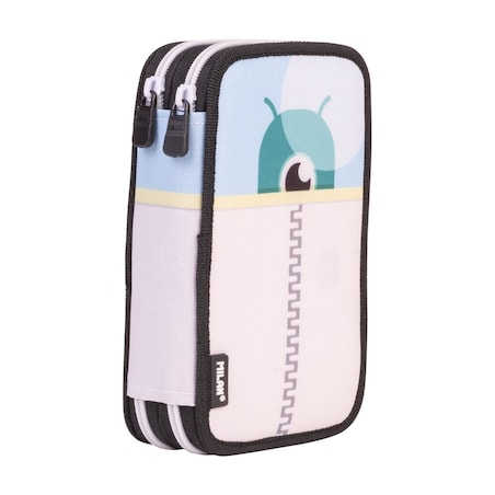 Piórnik 2-poziomowy z wyposażeniem MILAN ALIENS, niebieski