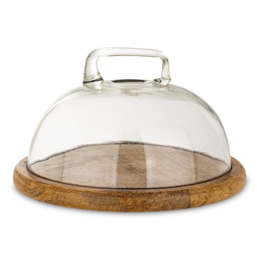 Patera z drewnianą podstawą i kloszem 17x28x28 cm MANIGLIA
