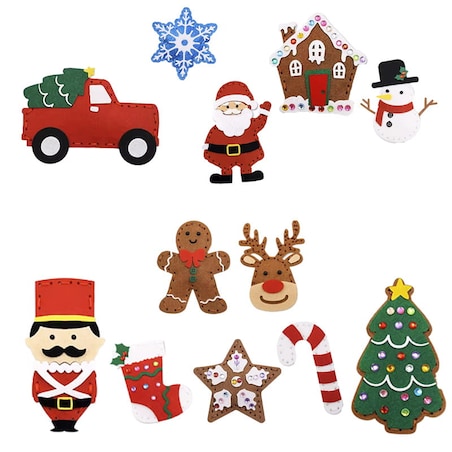 Boże Narodzenie - filcowy zestaw do szycia DIY - 12 elementów