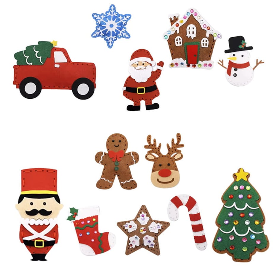 Boże Narodzenie - filcowy zestaw do szycia DIY - 12 elementów