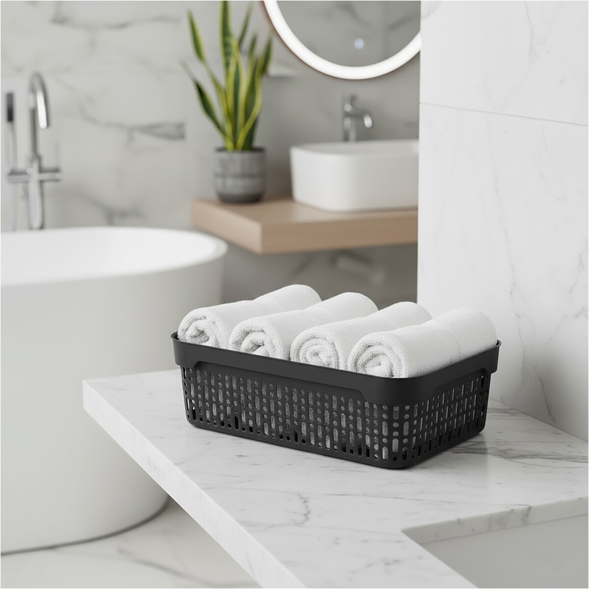 Koszyk Ażurowy Koszyczek S Plastikowy Na Kosmetyki Do Łazienki Pudełko Pojemnik Do Szuflady Czarny