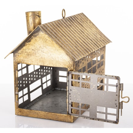 Dekoracja - metalowy domek 21,5x24,5x15 cm MUOYA z szerokimi drzwiczkami