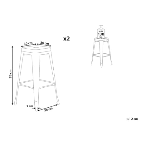 Zestaw 2 stołków barowych metalowych 76 cm czarno-złoty CABRILLO