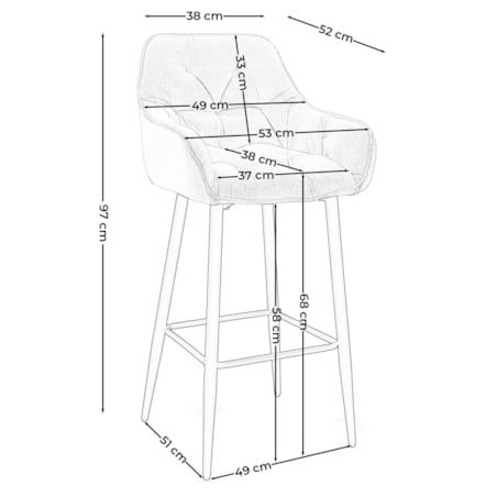 Hoker tapicerowany welurowy do salonu jadalni barowy glamour SIENA