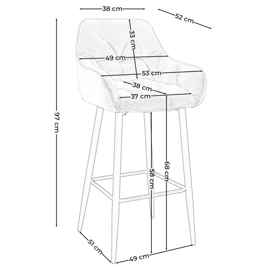 Hoker tapicerowany welurowy do salonu jadalni barowy glamour SIENA