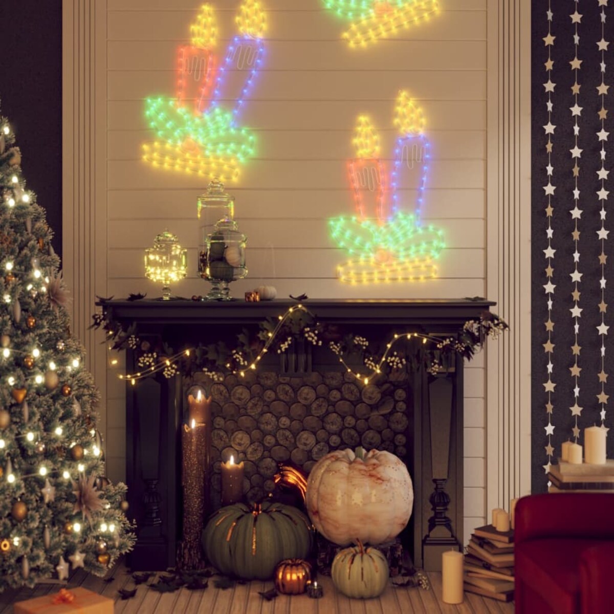 vidaXL Świąteczna dekoracja w kształcie świec 144 LED, 3 szt. 70x42 cm
