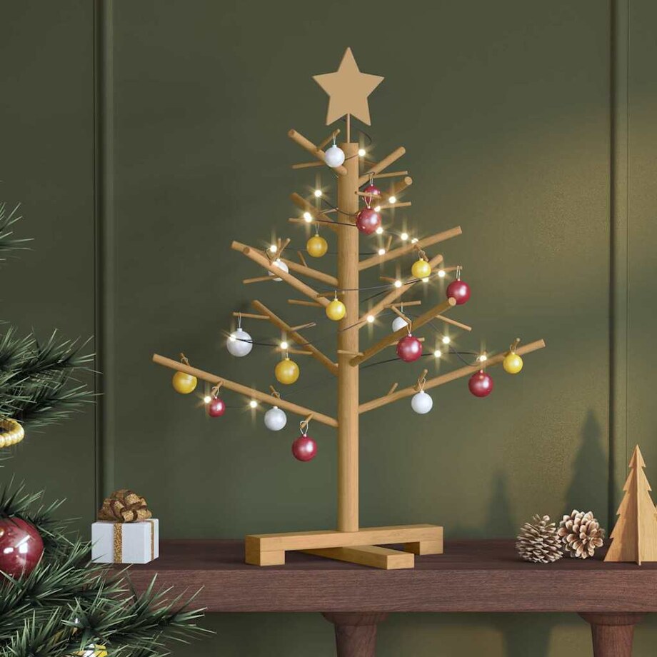 vidaXL Drewniana choinka z podstawą Brązowy 75 cm Lite drewno sosnowe