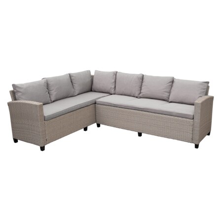 Zestaw Ogrodowy Wypoczynkowy Narożnik Stół Pufy Meble Ogrodowe Technorattan Venezia