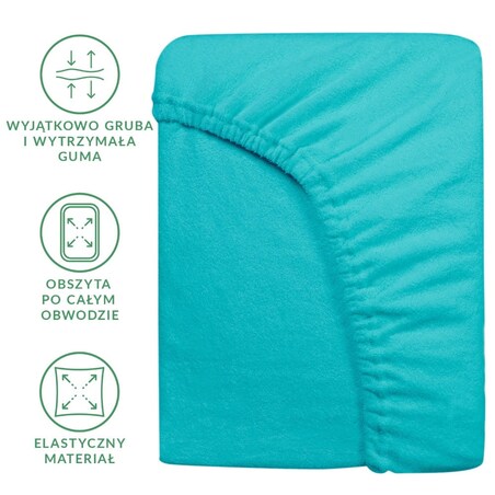 Prześcieradło frotte z gumką 180x200 kolor turkus