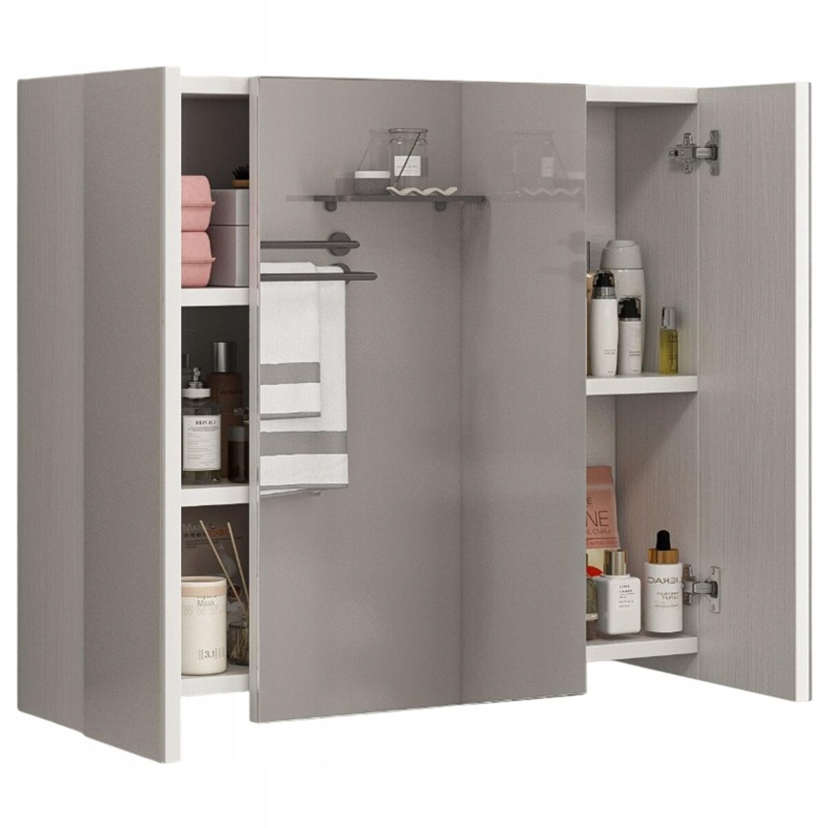 Wisząca szafka łazienkowa z trójdzielnym lustrem