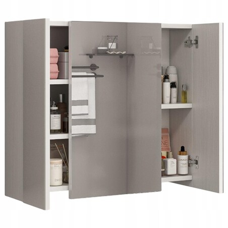 Wisząca szafka łazienkowa z trójdzielnym lustrem