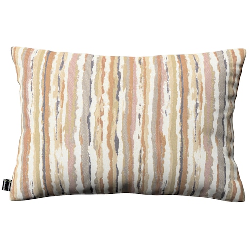 Poszewka Kinga na poduszkę prostokątną 60x40 oliwkowo-pomarańczowe pasy na kremowym tle