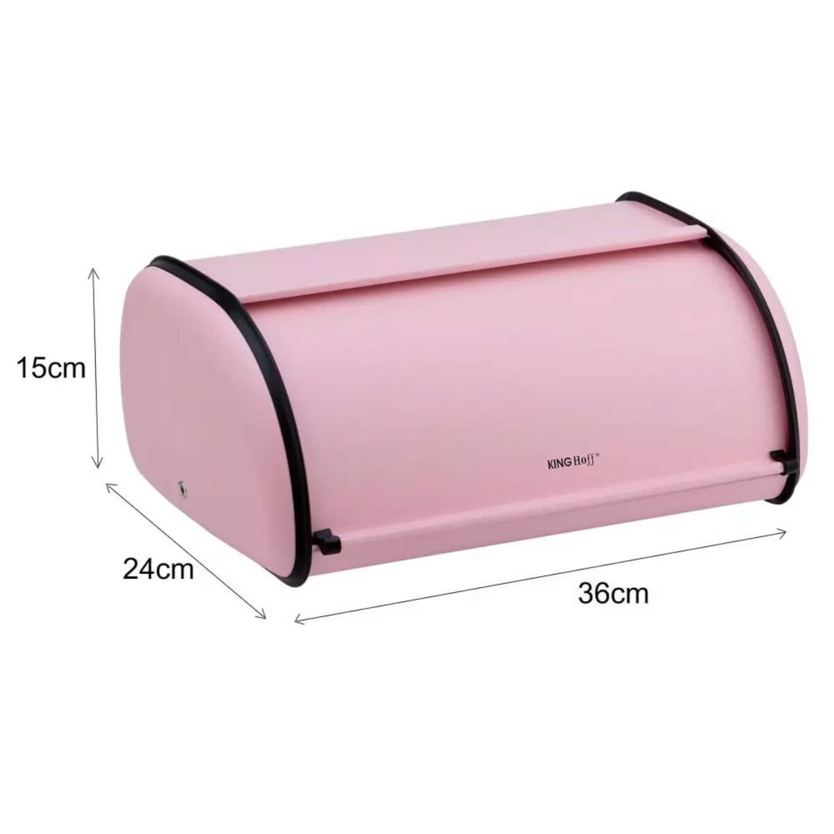 Chlebak stalowy mały 36cm różowy matowy pojemnik na chleb pieczywo bułki KINGHOFF