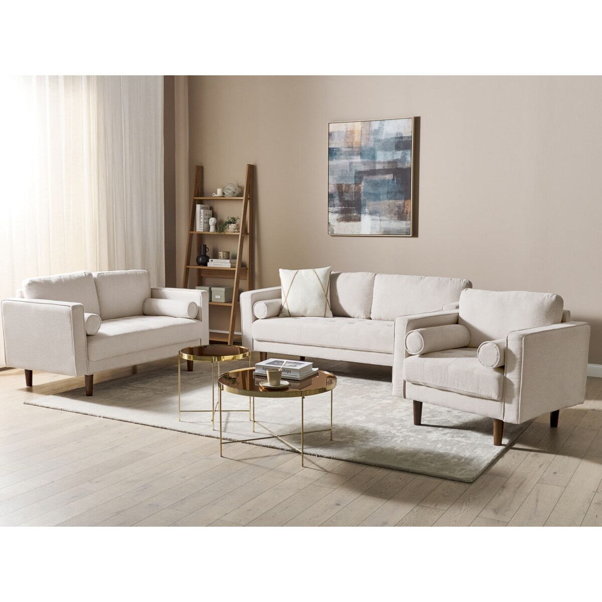 Komplet wypoczynkowy 6-osobowy beżowy NURMO