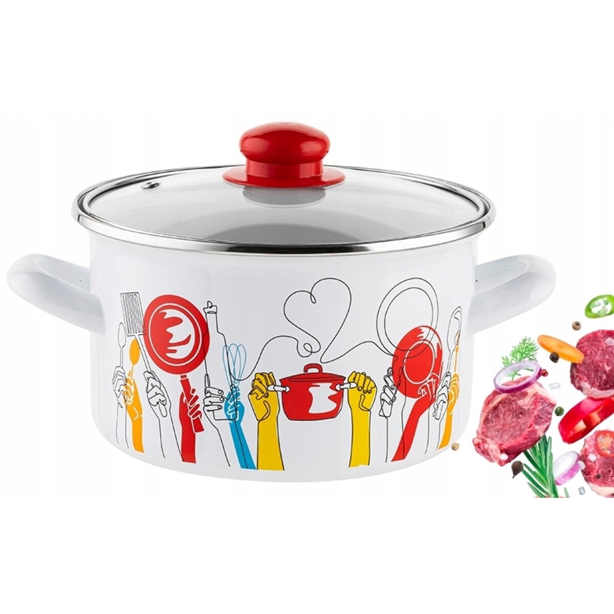 GARNEK EMALIOWANY emalia pleszew 20 cm 3,7L do gotowania zup obiad kuchenny