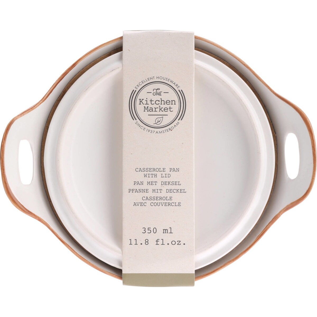 Naczynie do zapiekania z pokrywką i uchwytami, ceramiczne, 350 ml