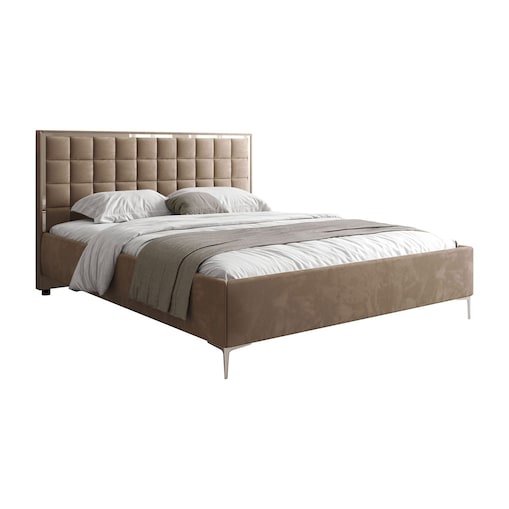 Łóżko tapicerowane ISADORA SILVER, pojemnik na pościel, stelaż 34, 140x200, RV 176