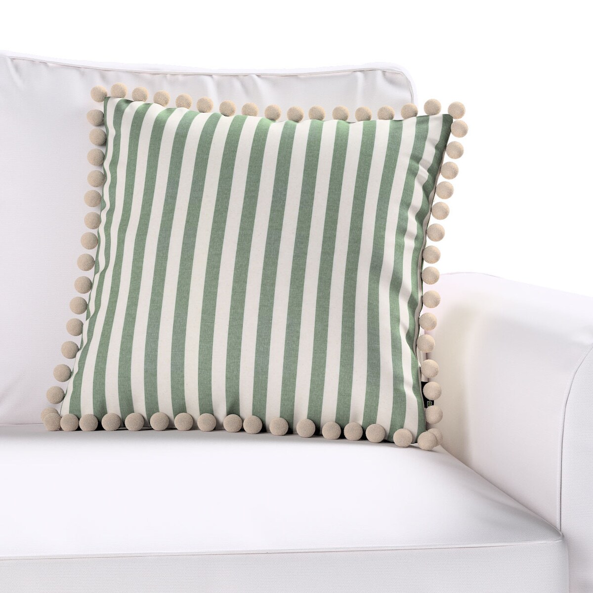 Poszewka Wera na poduszkę 45x45 zielono-białe pasy (1,5cm)