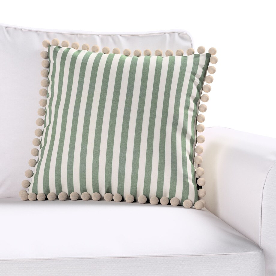 Poszewka Wera na poduszkę 45x45 zielono-białe pasy (1,5cm)
