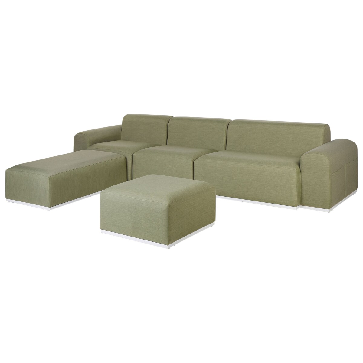 Sofa ogrodowa z otomaną dla 7 osób BATTIFOLLO Modułowy Oliwkowy