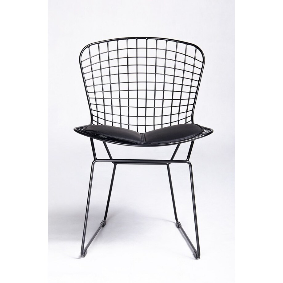 Krzesło druciane Net Soft z tapicerowanym siedziskiem czarne