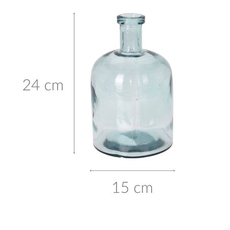 Wazon ze szkła z recyklingu, butelka, 24 cm