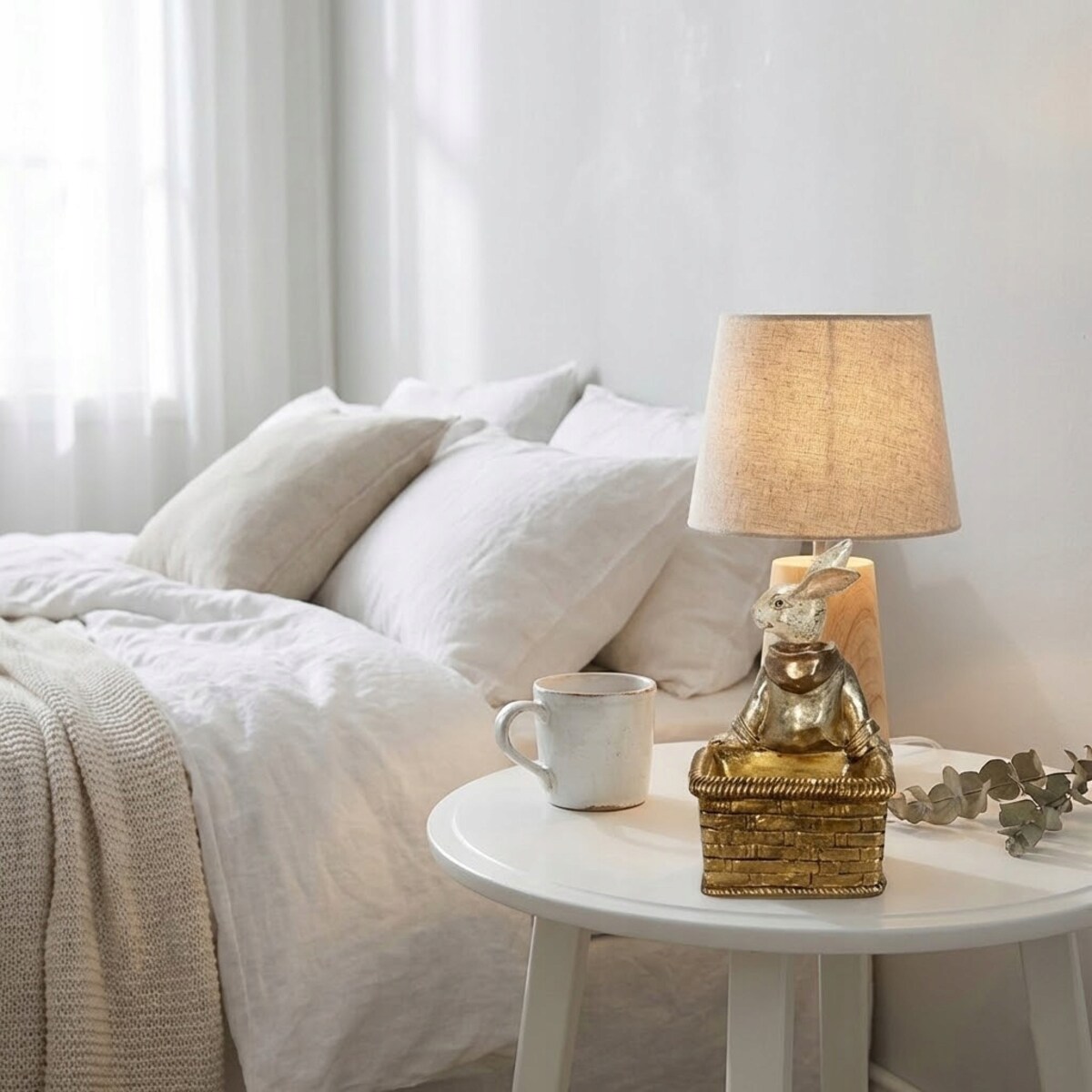 ZAJĄC WIELKANOCNY ZŁOTY POJEMNIK NA KLUCZE DROBIAZGI FIGURKA ZAJĄCZEK 22cm