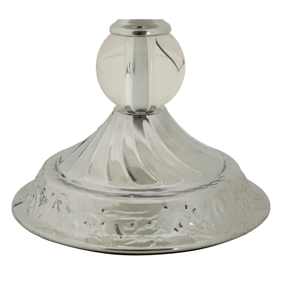 Lampa stołowa Kody, kolor srebrny i biały, żelazo i tkanina, 30 x 30 x 54 cm, 1 x E27, do salonu i sypialni, Mauro Ferretti