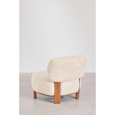 Fotel z drewna kauczukowego i futerka Eldred