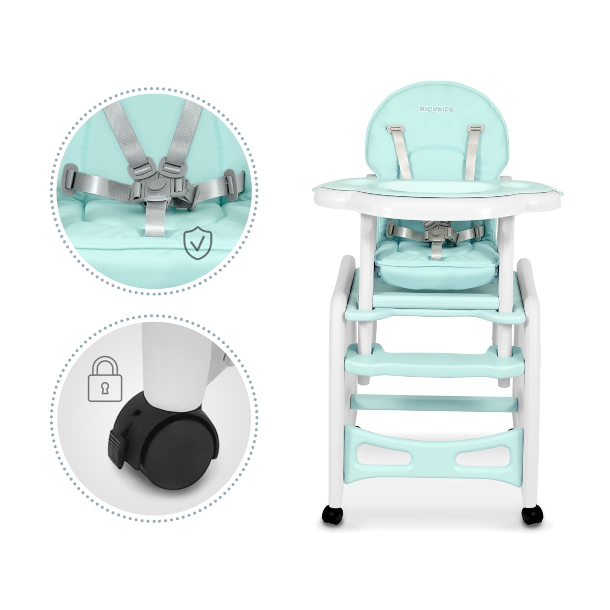 Krzesełko do karmienia sinco dla dzieci składane taca Ricokids + śliniak