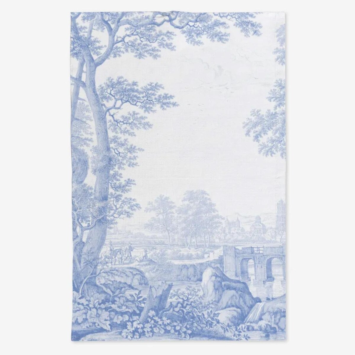 Lniany ręcznik kuchenny - Niebieski Toile de Jouy