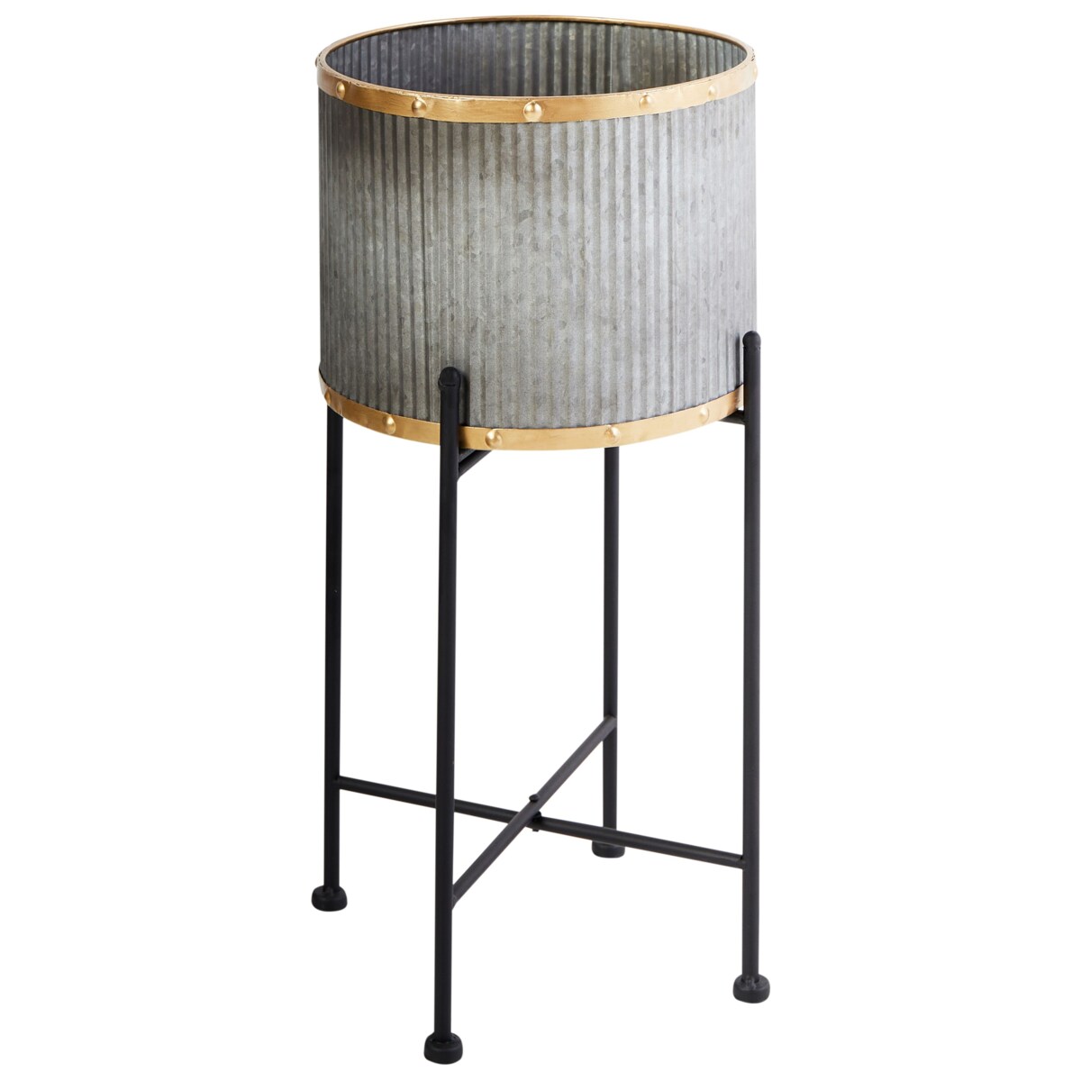 Doniczka na nóżkach FEUILLE Metal 26 cm Szary