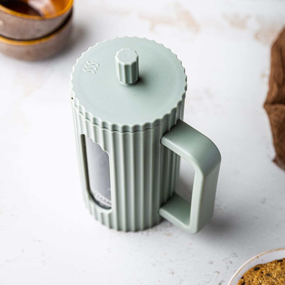 Zaparzacz do herbaty kawy szklany French Press 600 ml zielony KLAUSBERG