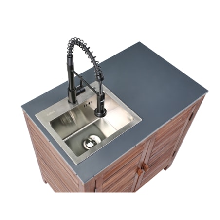Szafka kuchenna ogrodowa ze zlewem BRUCOLI Drewno akacjowe 80 cm 50 cm Brązowy/ czarny