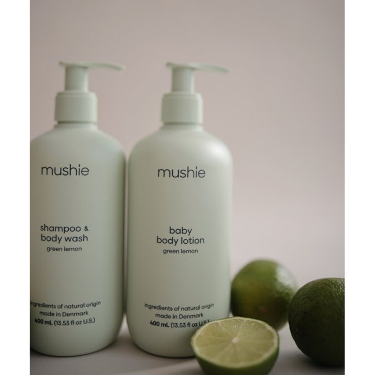 Mushie Szampon i żel do mycia ciała dla niemowląt Green Lemon 400