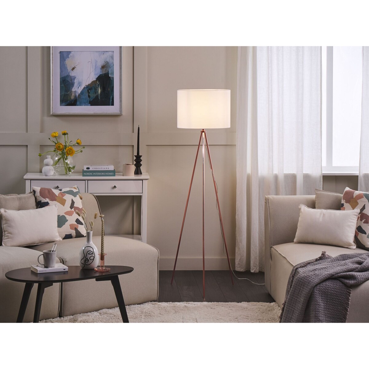 Lampa podłogowa metalowa miedziana VISTULA