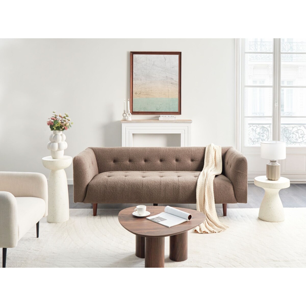 Sofa 3-osobowa boucle brązowa BYSKE