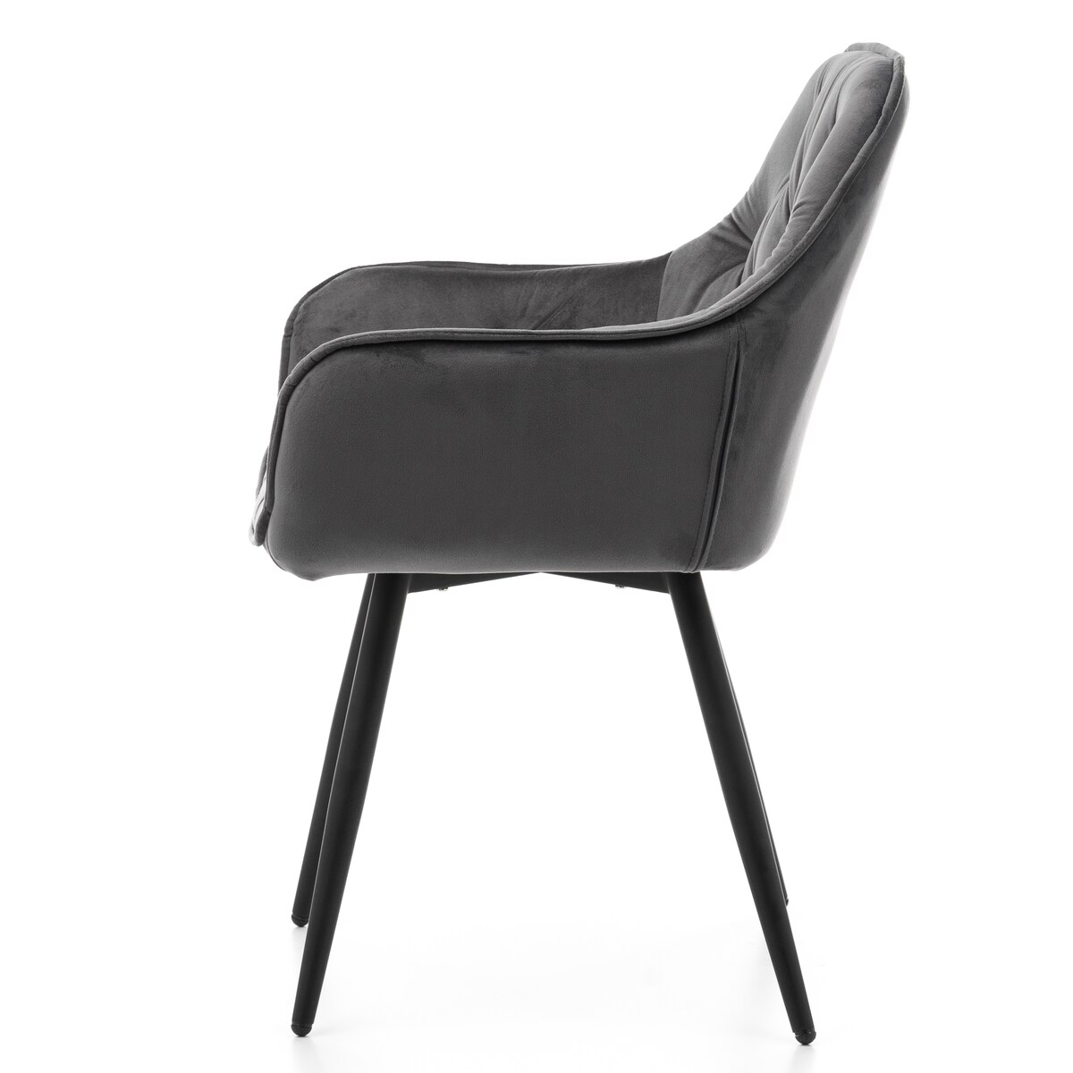 Krzesło tapicerowane pikowane do salonu jadalni welurowe SIENA szare